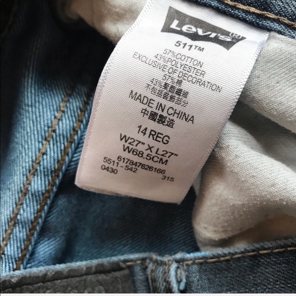 🎈Levi’s 511 Slim Jeans Boys size 14R 27W x 27L - Picture 8 of 8